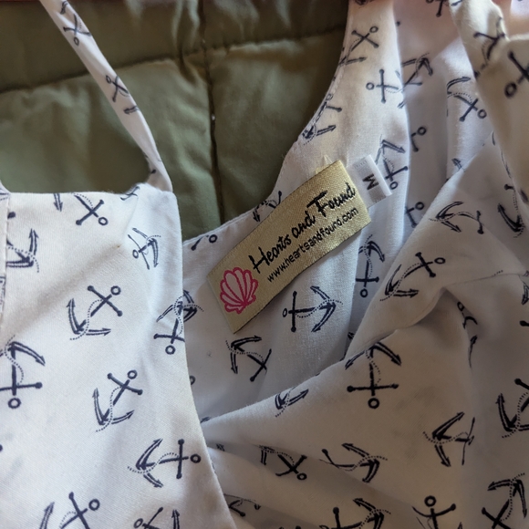 White Dress with Navy Anchor Print - Picture 3 of 4